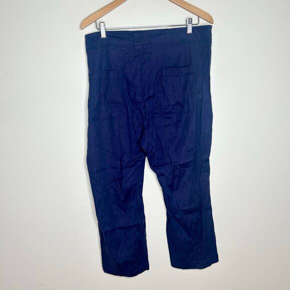 NWT Maeve Linen 70s Slim Crop Pants Navy - Picture 6 of 6